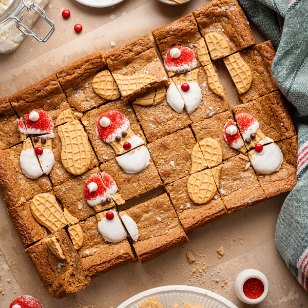 Santa nutter butter bars cut into 24 bars.