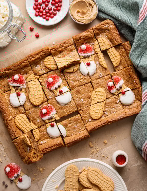 Santa nutter butter bars cut into 24 bars.