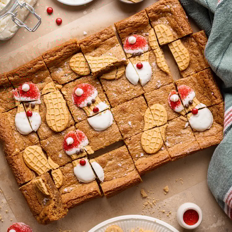 Santa nutter butter bars cut into 24 bars.