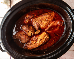 Chicken cooked in slow cooker on low for 6-7 hours or high for 3-4 hours.