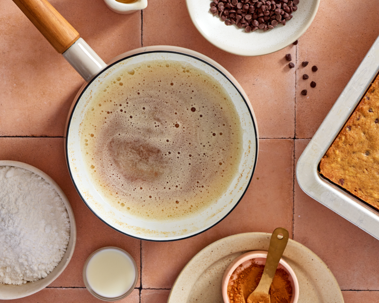 Brown butter in a saucepan.