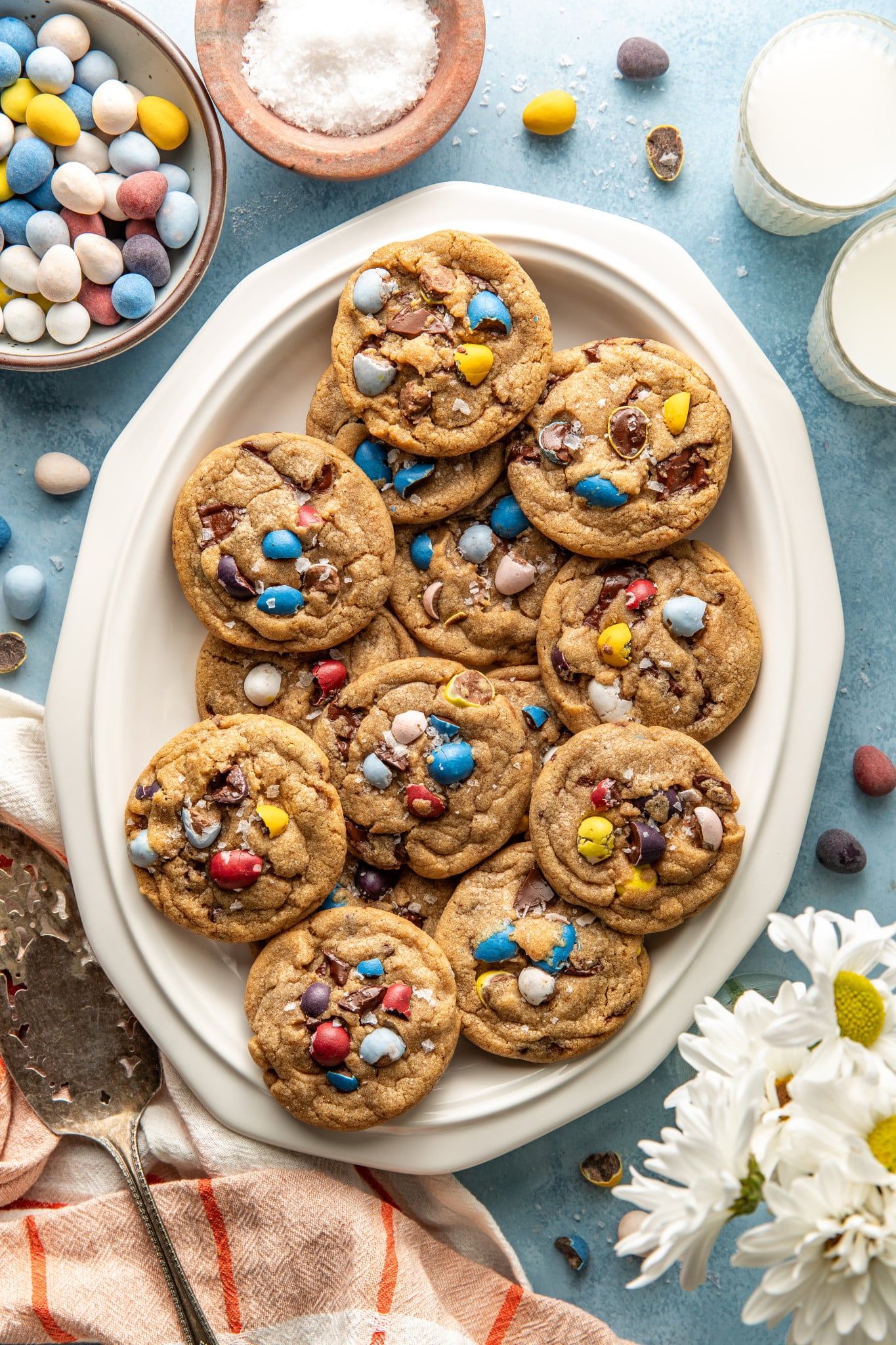 Plate of baked cadbury cookies.