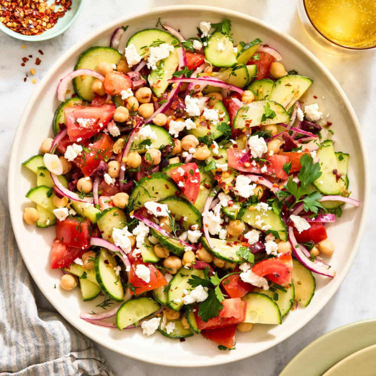 Square featured image for cucumber tomato salad.