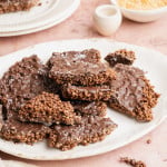 Broken quinoa bark on plate.