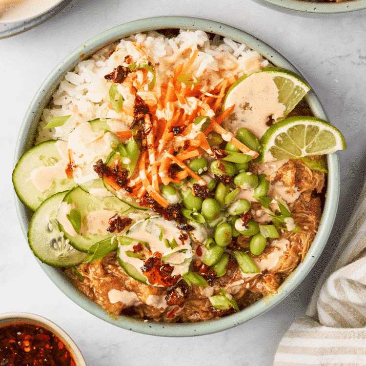 Featured image for chili crisp chicken bowls.