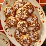 Plate of pumpkin iced oatmeal cookies.