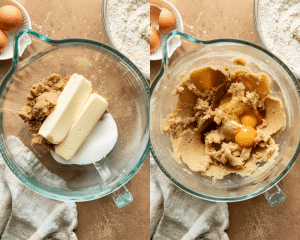 Side-by-side of combining all the wet ingredients together.